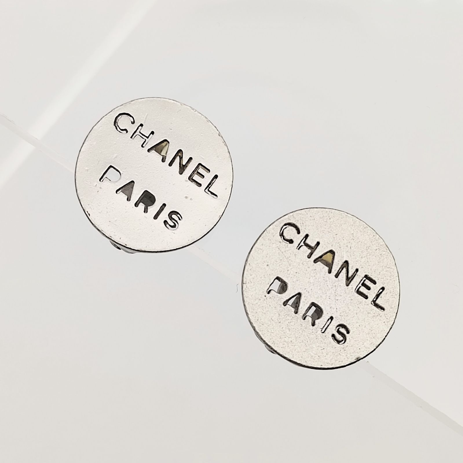 美品】CHANEL シャネル ラウンドロゴイヤリング シルバー ヴィンテージ