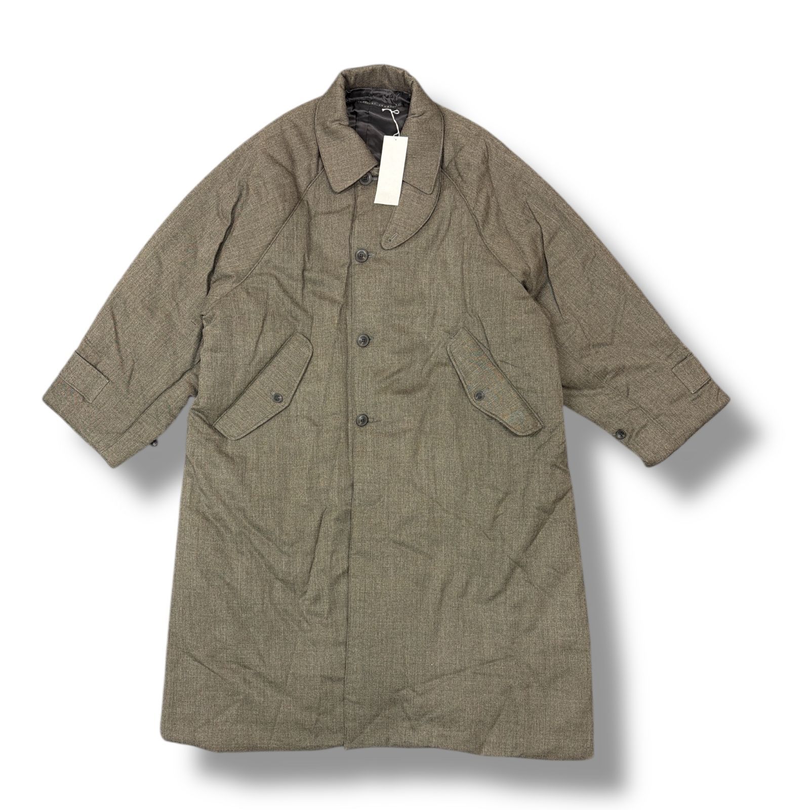 参考上代85800円 ♥品 my beautiful landlet 24AW STRETCH GABARRE BATTING LONG COAT ギャバジン ステンカラーコート マイビューティフルランドレット WM09-CO242093 ベージュ 2