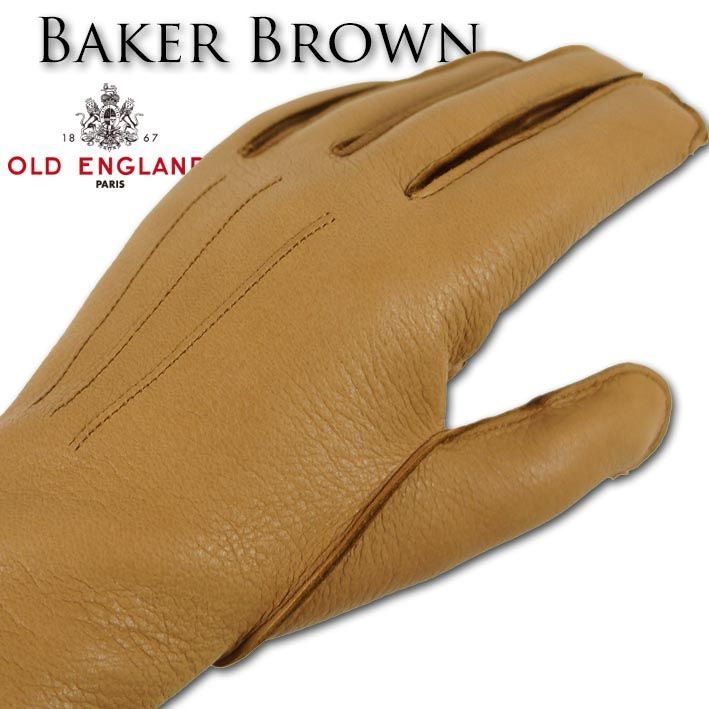 Baker Brown（ベイカーブラウン） 鹿革 レザー 手袋 メンズ ブラウン系