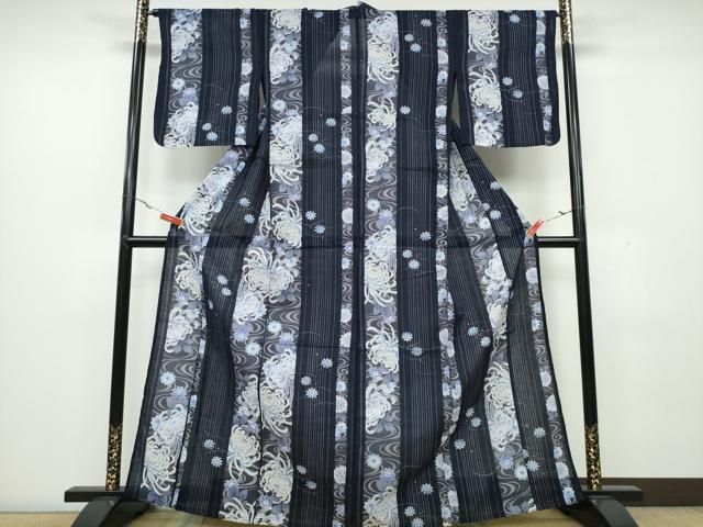 平和屋着物∴夏物 浴衣 縦綿絽 乱菊 間道 綿 CAAW1169ng