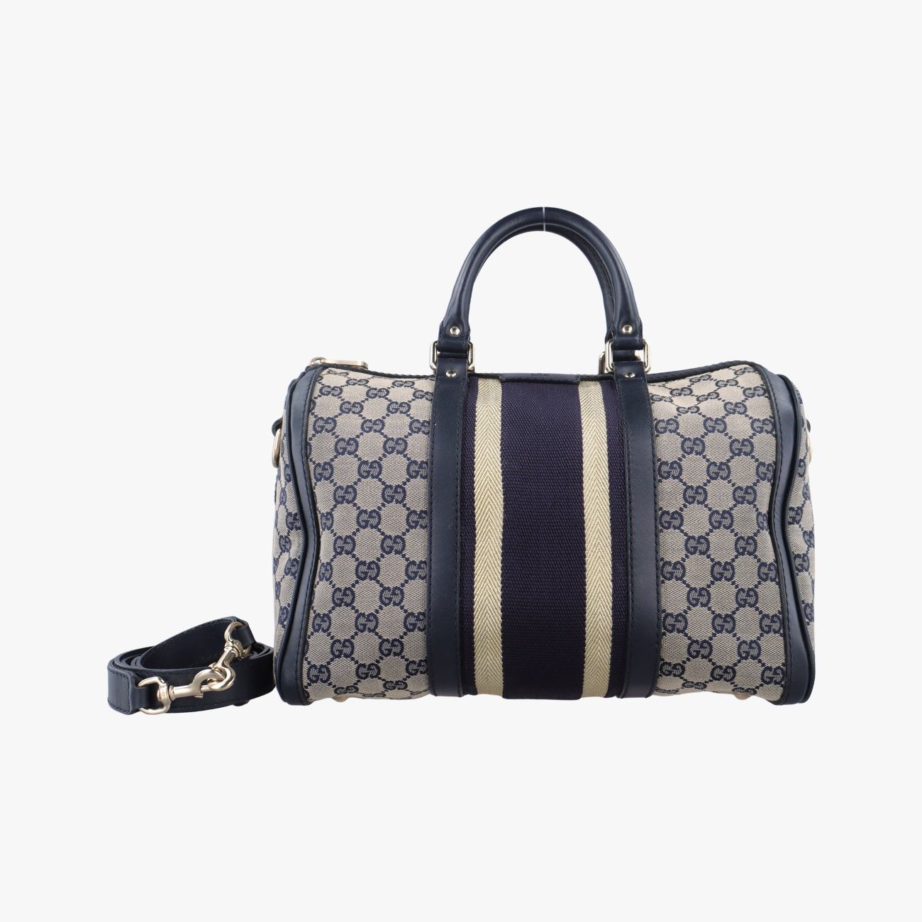 グッチGucciシェリーライン ネイビー xベージュ ファブリック×レザー 247205 F010716409