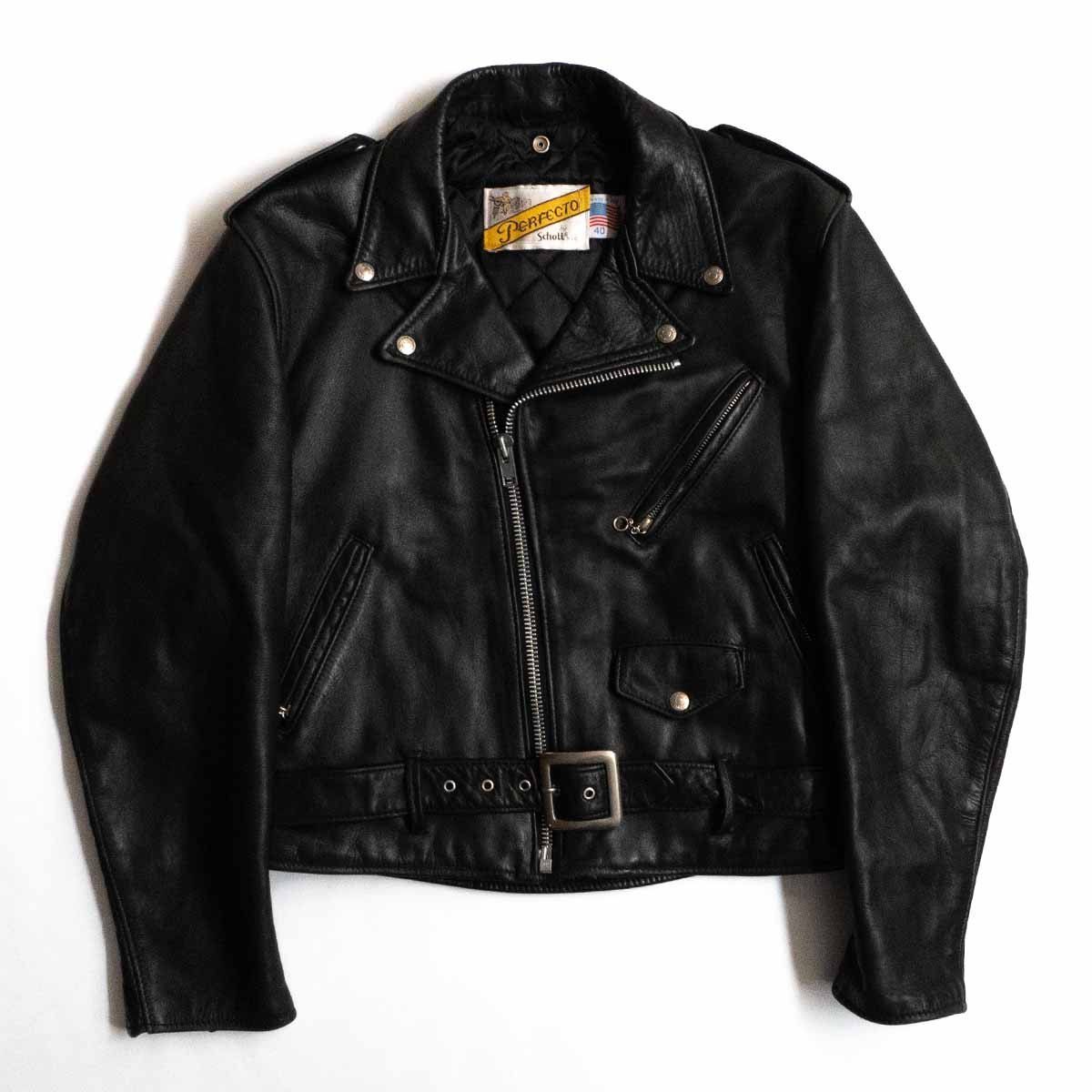 【美品/シボ革仕様】SCHOTT【ダブルライダース ジャケット】40 レザー アメリカ製 ブラック ショット 25010387