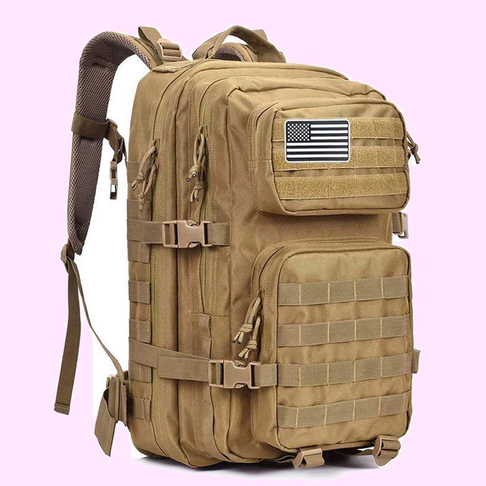 Color:カーキ [G4Free] ミリタリーバッグ 40L タクティカル リュック 登山リュックサック バックパック アウトドア MOLLET対応 大容量 戦術 キャンプ 旅行 通学 ハイキング 防災 多機能