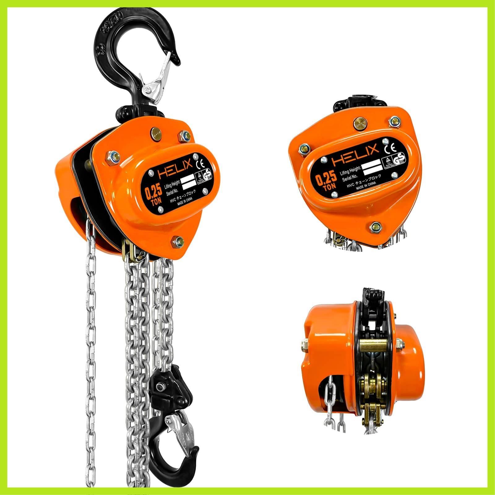 『大人気』0.25t 2.5m チェーンブロック チェーンホイスト レバーホイスト 荷締機 手動 HELIX 吊り上げ 250kg チェーンローラー HVC-025