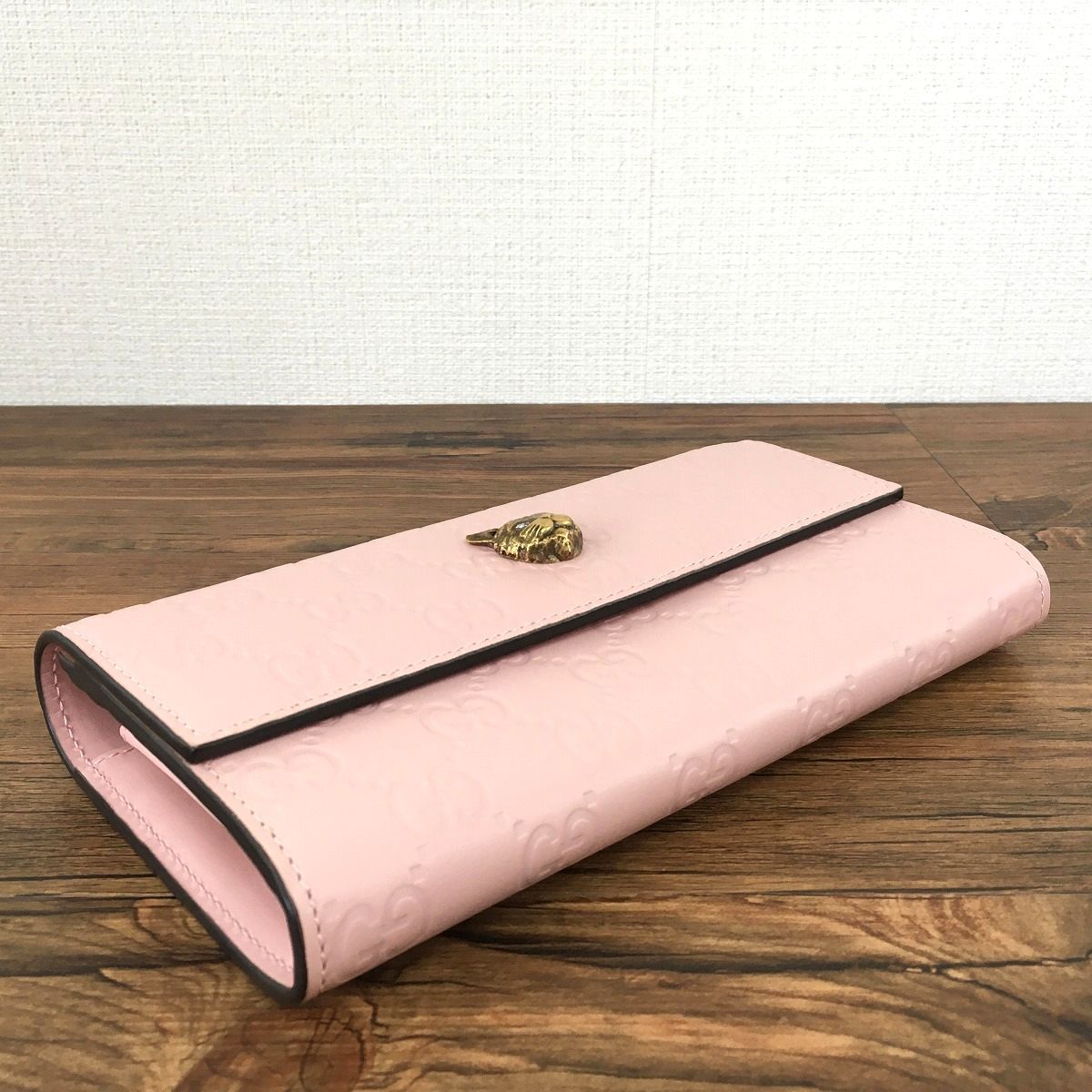 極美品 GUCCI 長財布 548055 キャット ピンク 490-