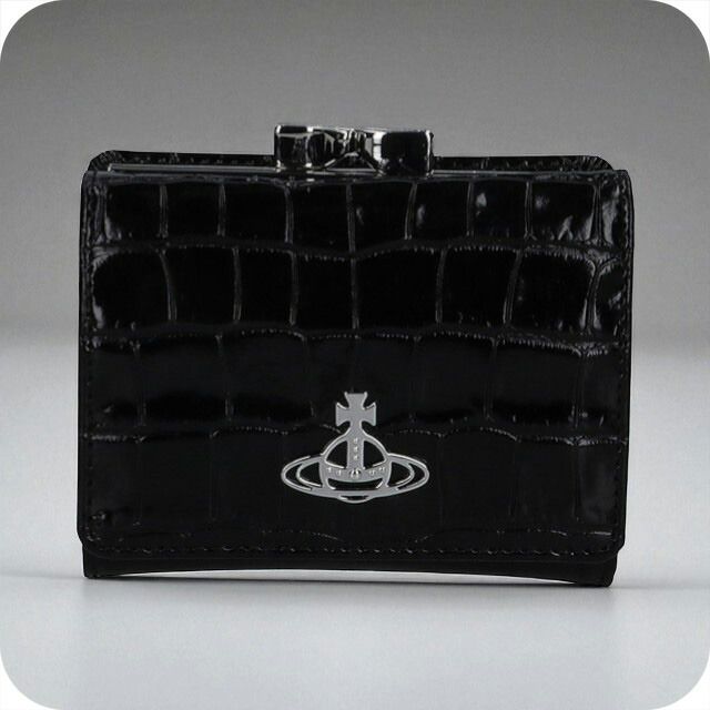 ヴィヴィアンウエストウッド 折財布 ブラック 三つ折り 型押し レター型