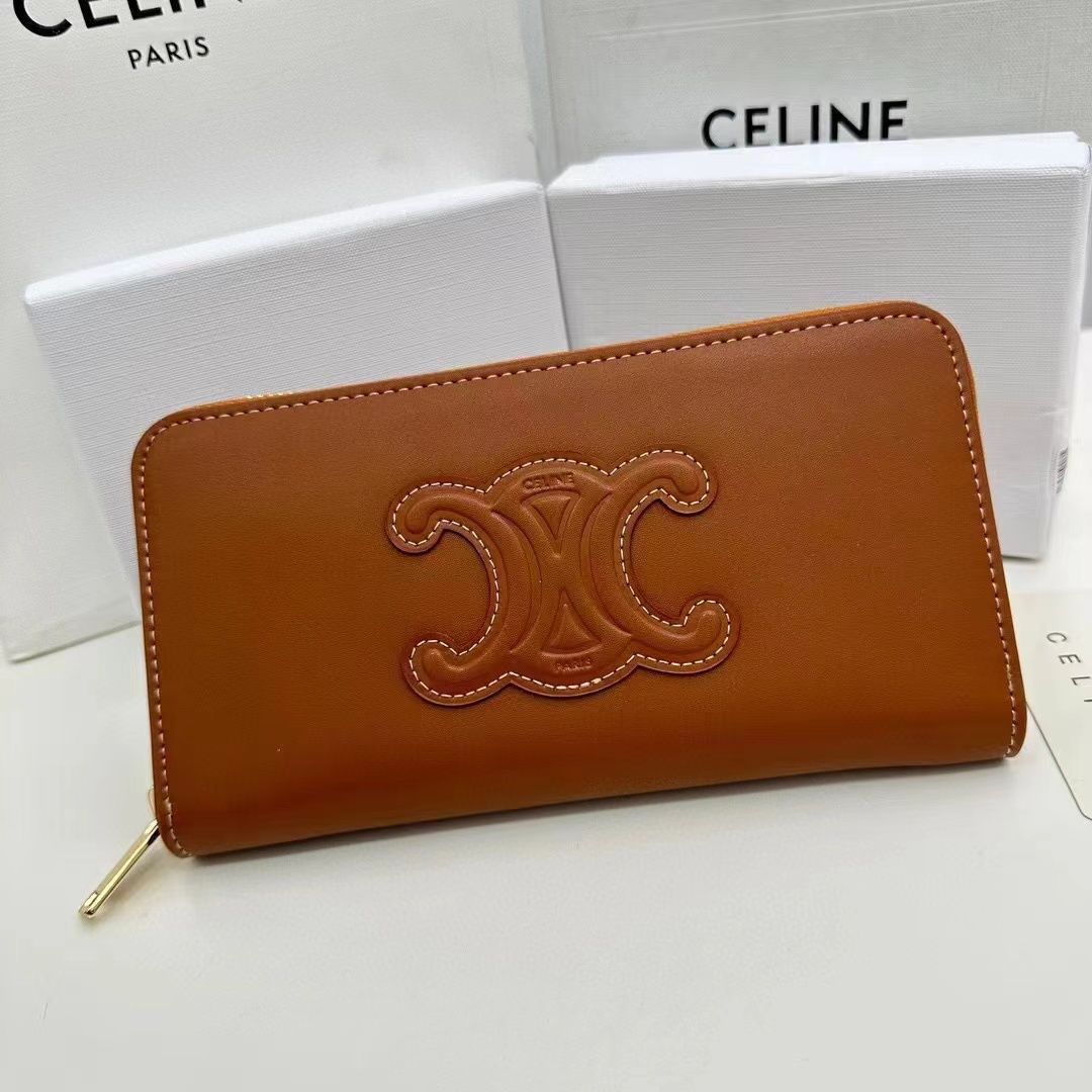 セリーヌ CELINE 財布 スモールウォレット シャイニーカーフ トリオンフ 長財布 新品 ギフト キャラメル ブラウン - メルカリ