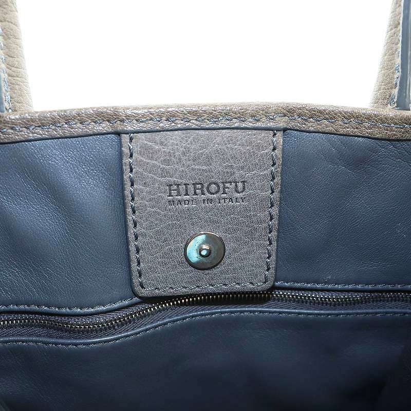 ヒロフ HIROFU ハンドバッグ トート レザー ロゴ グレー □GY11