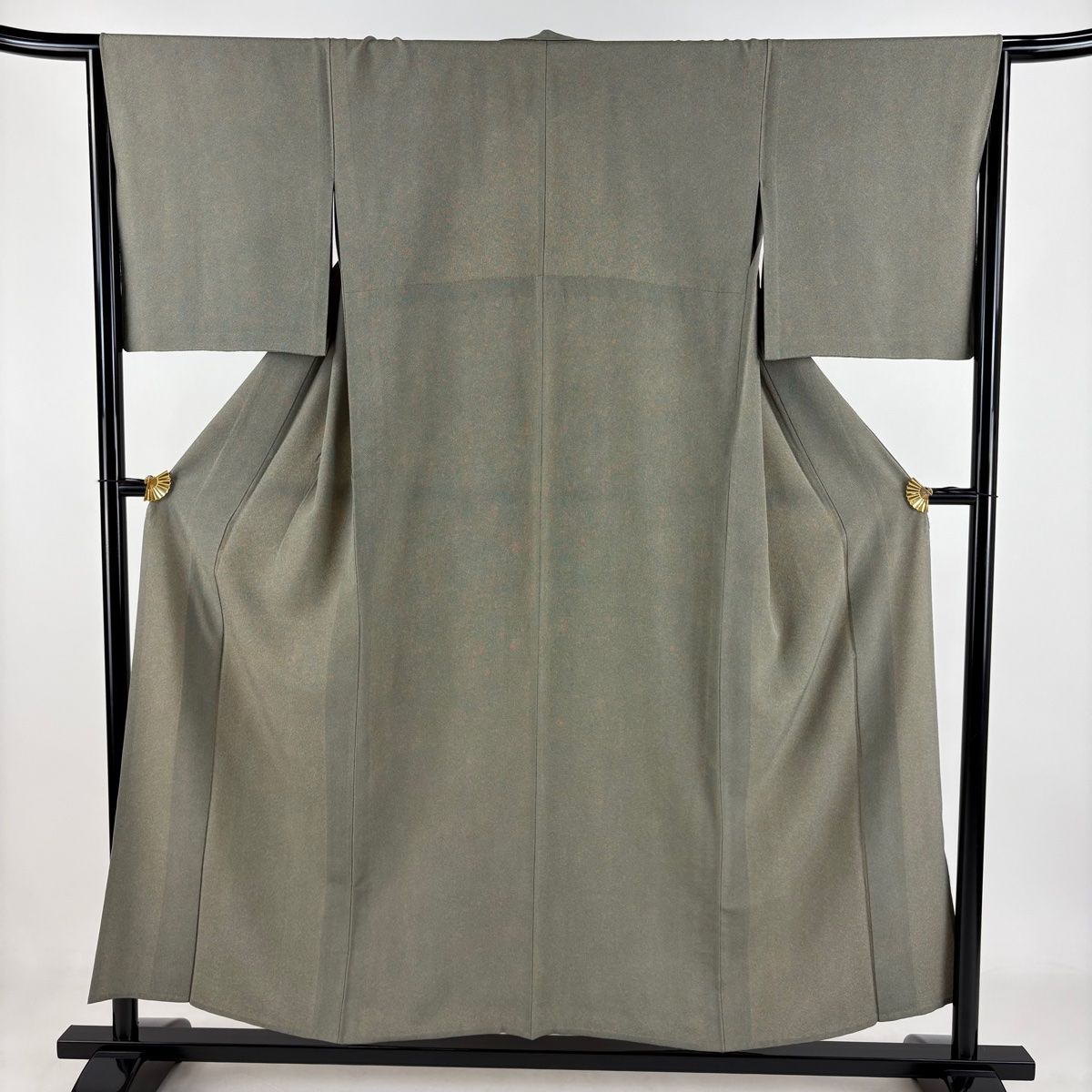 江戸小紋 身丈154.5cm 裄丈64.5cm M 単衣 鮫 茶緑色 正絹 名品
