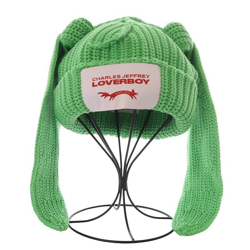 CHARLES JEFFREY LOVERBOY ビーニー グリーン CHARLES JEFFREY LOVERBOY ニット帽 CHUNKY EARS BEANIE