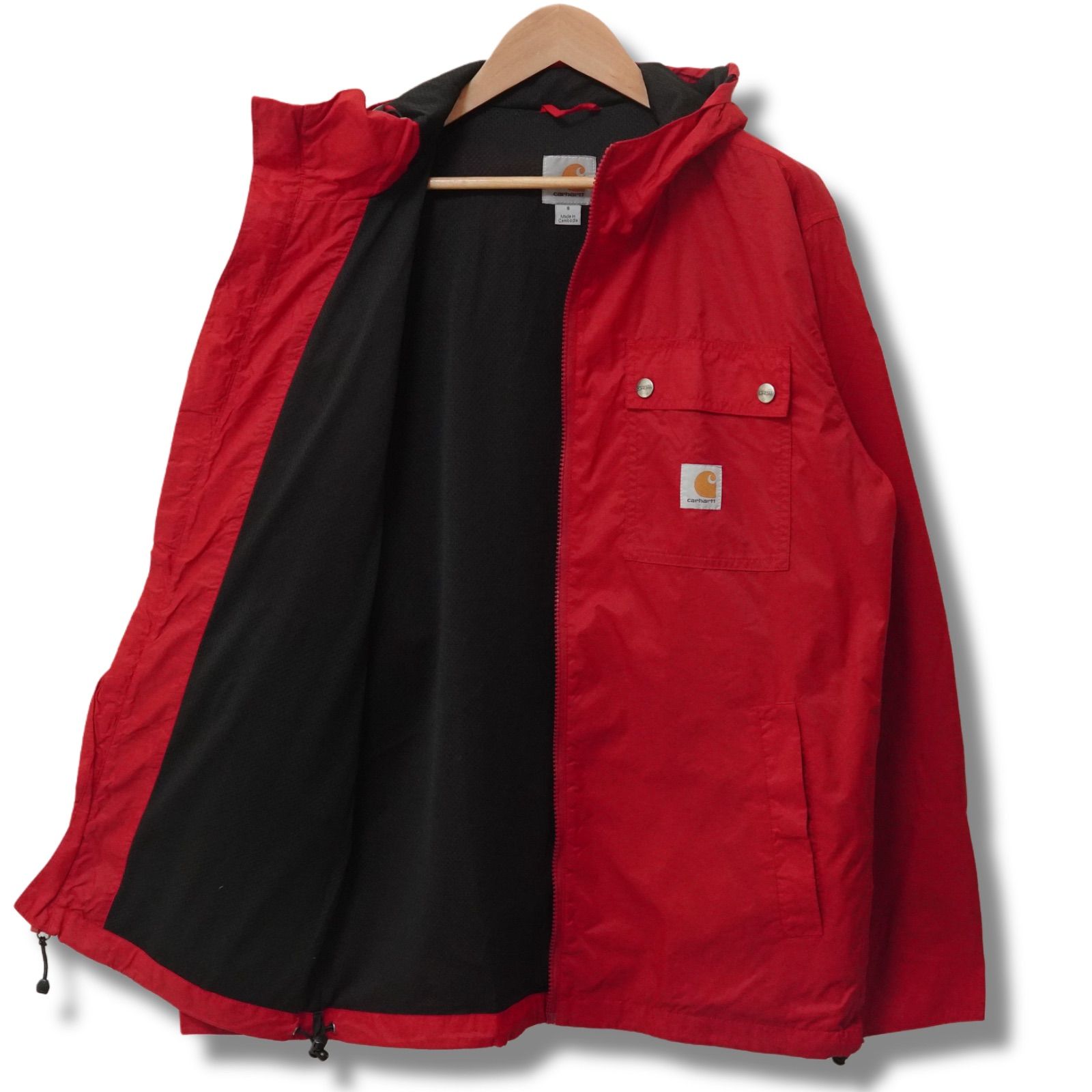 m*n様 美品　00s Carhartt カーハート　ナイロンワークジャケット 美品 Carhartt ナイロンジャケット M相当 レッド 00s フード付き