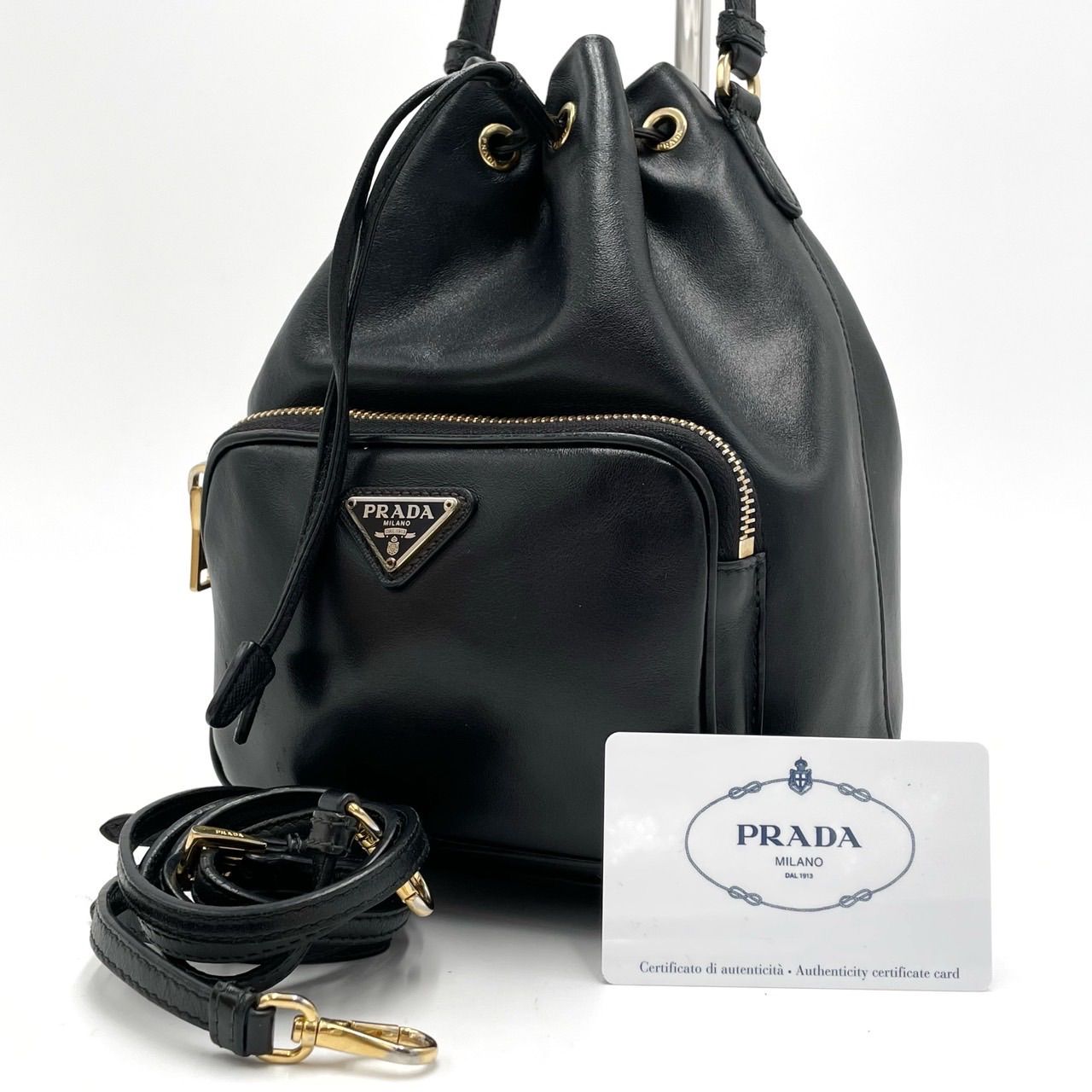 PRADA【美品】2D017/プラダ/2wayショルダー/ハンドバッグ/三角ロゴ/ブラック