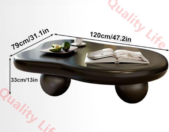 リビングルームの黒いコーヒーテーブル リビングルームの不規則な屋内コーヒーテーブル クラウドコーヒーテーブル 素敵なモダンなコーヒーテーブル 短い脚が3本付いたかわいい雲型コーヒーテーブル リビングルーム用の ミニマリストの低いコーヒーテーブル
