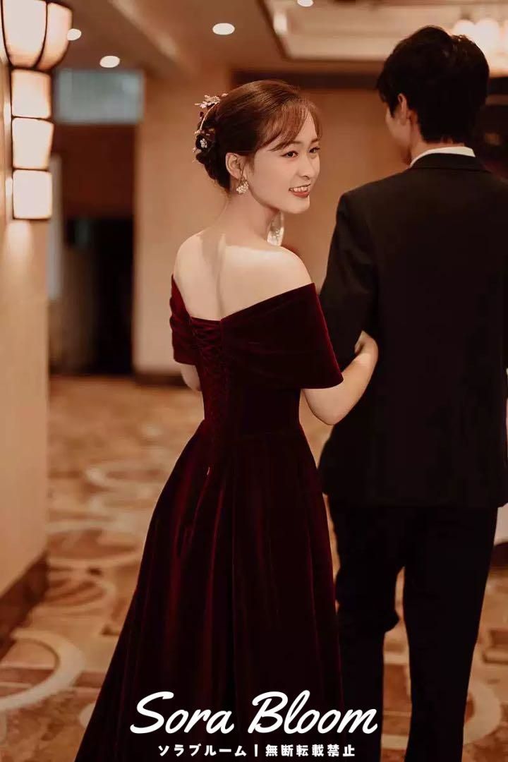 新品未使用高級感あふれるベロアロングドレス☆パーティーに最適