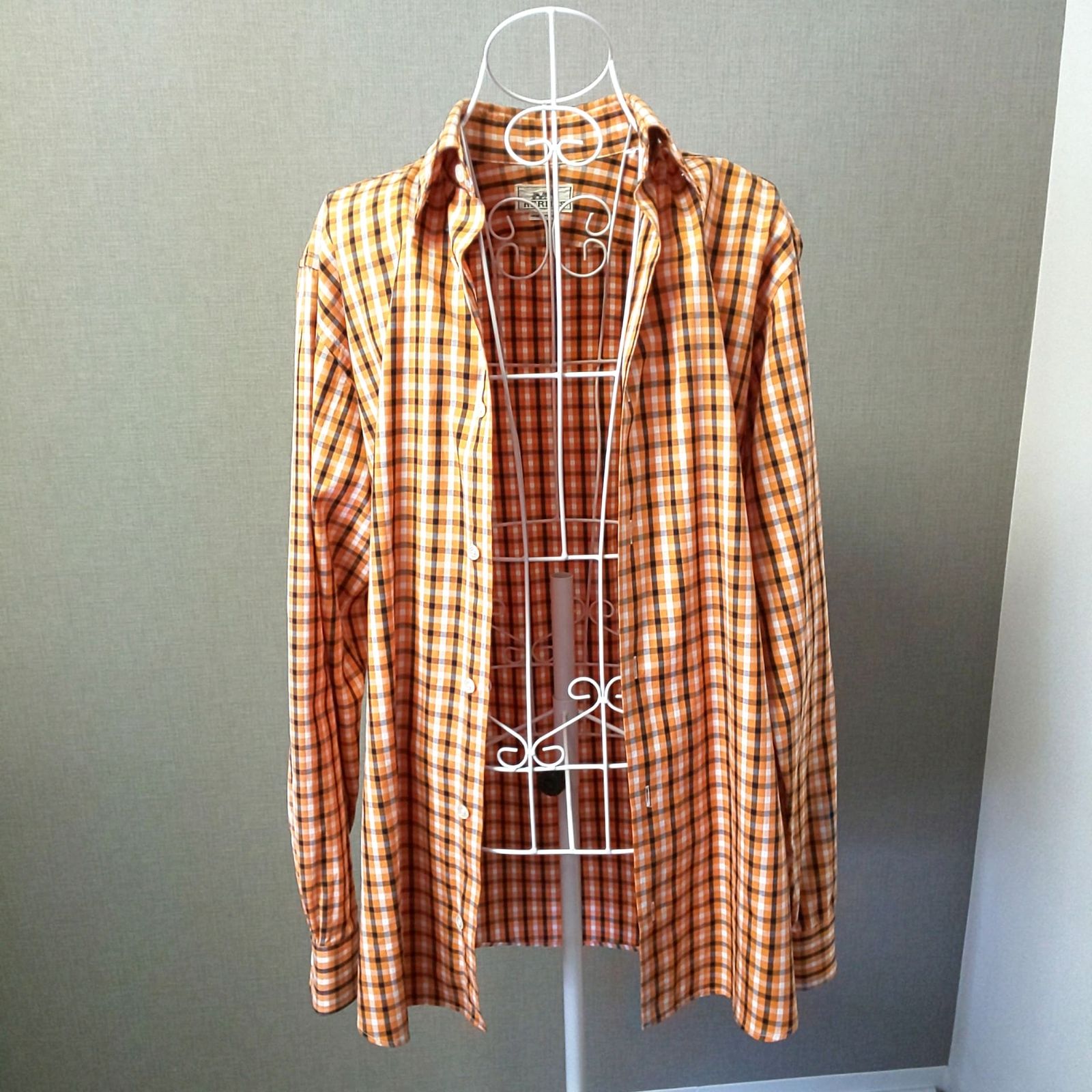 【HERMES】チェックシャツ Sサイズ HERMES(エルメス) チェックシャツ ホワイト×ブルー サイズ 40