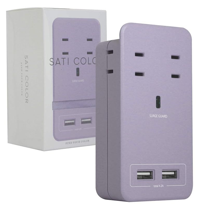 Fargo SATI COLOR 壁挿し 電源タップ スマホスタンド付き 急速充電 USB 4.2A USB-A ポート 無駄なく挿せるAC差込口4個口 全14色 パープル CT221PL 0