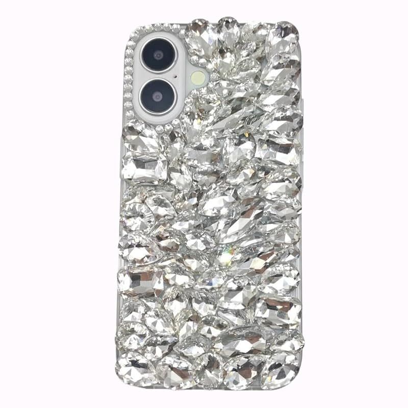 シルバー ラインストーン iphone16 用 ケース キラキラ レディース iphone 16ケース クリスタル クリアケース ソフト ハード おしゃれ スマートフォン スマホ かわいい シンプル 宝石 (iphone16， シ