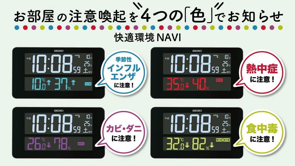 人気商品】セイコークロック 置時計 掛け時計 電波 白 デジタル LED