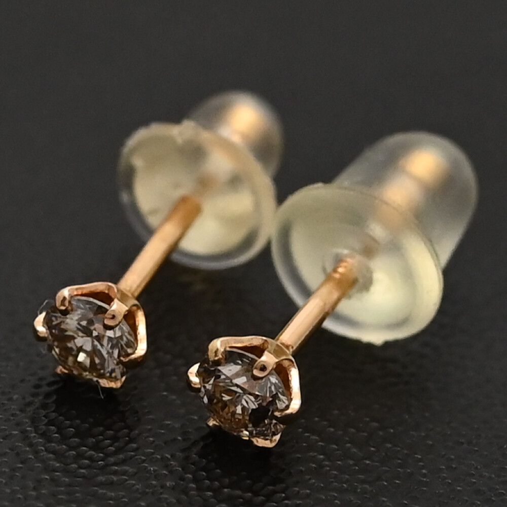 スタッズセッティング･ダイヤモンドピアス K18YG 750-0.1g イエローゴールド S メンズ レディース 590019