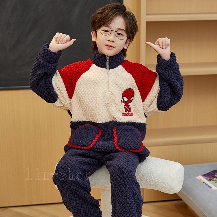 パジャマ スパイダー男の子 部屋着 子ども ルームウェア 上下セット 秋冬寝巻き ふんわり 肌触り スウェット キャラクター ハロウィン コスプレ ハロウィン クリスマスプレゼント spiderman