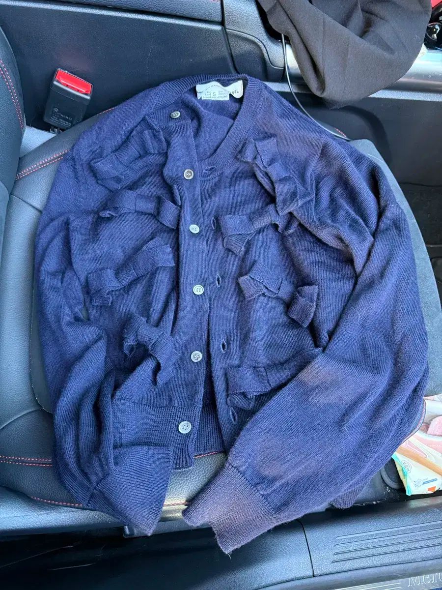 コム デ ギャルソン ガール リボン カーディガン ネイビー