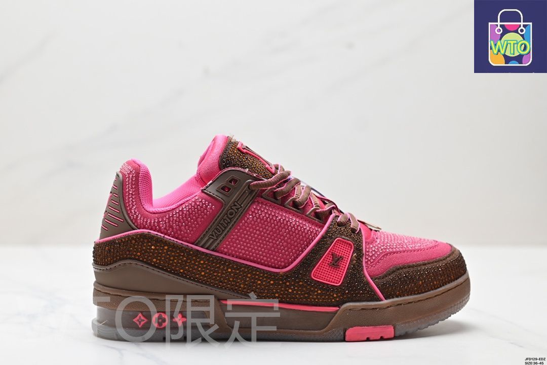 LVルイ ヴィトン Trainer Maxi Low Sneaker パンブレッド マキシシリーズ ローカット カジュアル スポーツ バスケットシューズ09-WTO輸入2