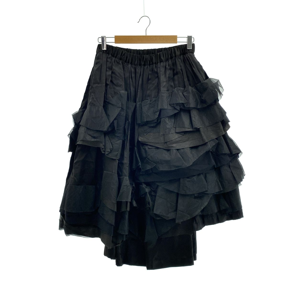 COMME des GARCONS | コムデギャルソン | フリル 装飾 ドローストリング ギャザー ボリューム スカート | 総裏地 | ブラック | レディース