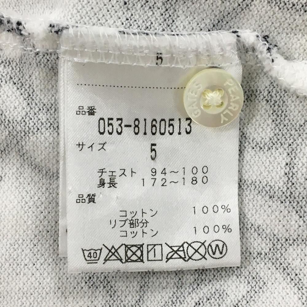 パーリーゲイツ 半袖ポロシャツ 白×ネイビー フルーツ総柄