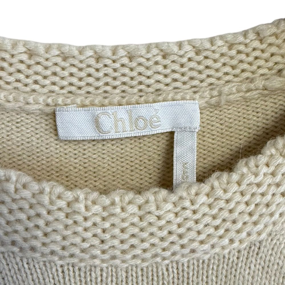 美品 21AW Chloe クロエ 長袖 カシミヤ バタフライ クルーネック ニット セーター S アイボリー×ブラウン レディース 古着 中古 美品 21AW Chloe クロエ 長袖 カシミヤ バタフライ クルーネック