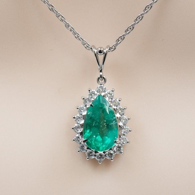 エメラルド　ネックレス　Pt900 Pt850 Pt900/Pt850 エメラルドネックレス 2.06ct メレダイヤ 0.48 ct