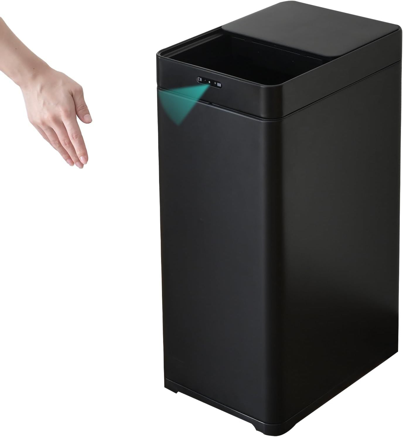 [山善] ゴミ箱 自動 スライド開閉 センサー式 42L (45Lゴミ袋対応) 幅25×奥行34×高さ61.5cm ごみ箱 ふた付き 電池式 完成品 ブラック HST-45(BK)