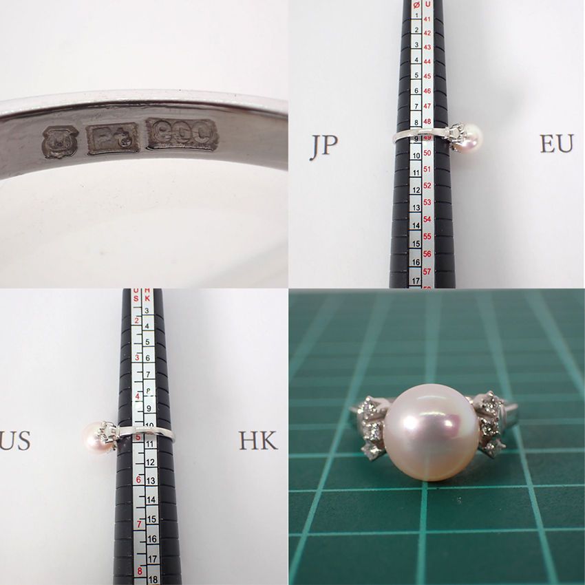 ミキモト Pt900 アコヤ真珠/パール ダイヤ リング /8.5号/j4-2