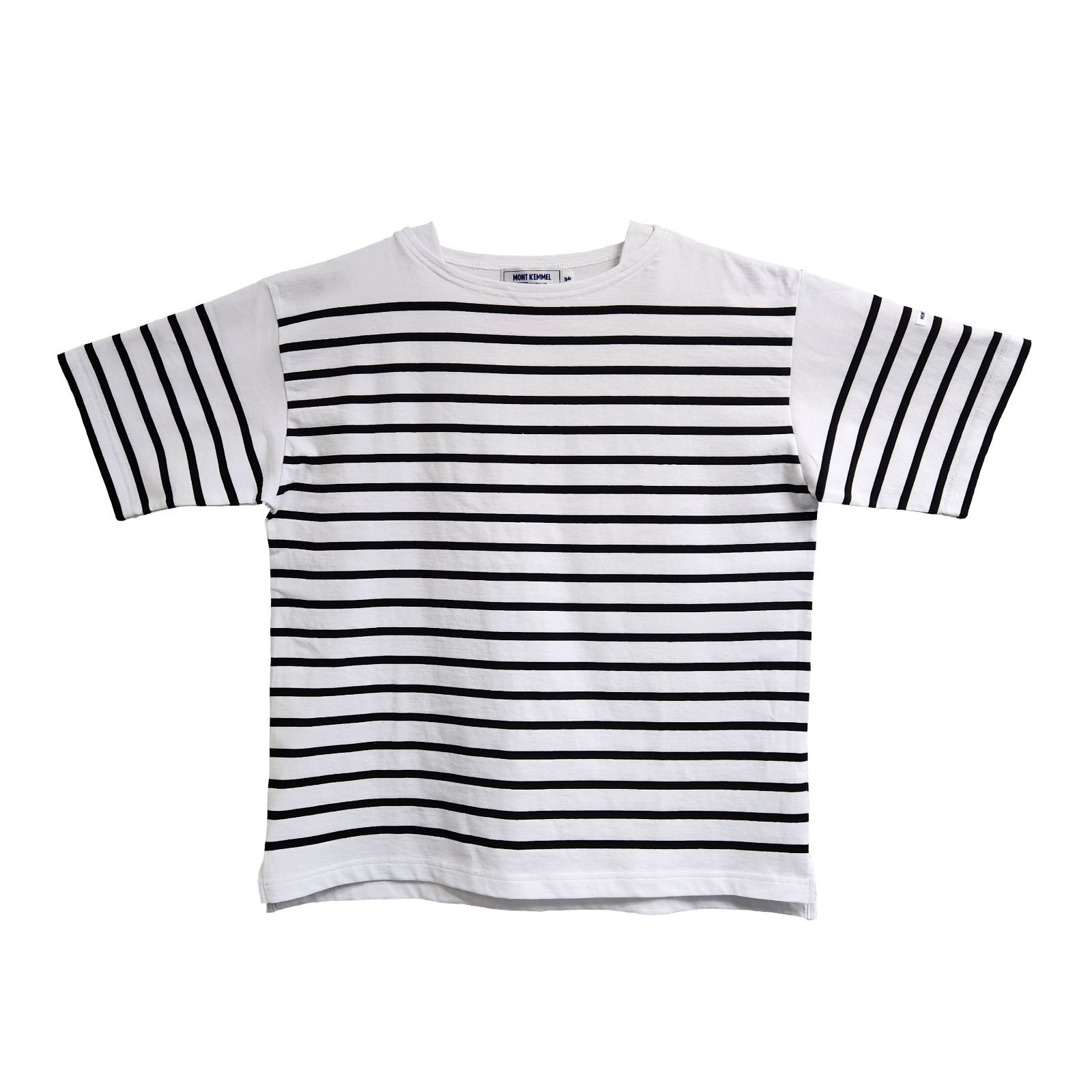 MONT KEMMEL/ パネルボーダー半袖バスクTシャツColor：WHITE(WHT×BLK)