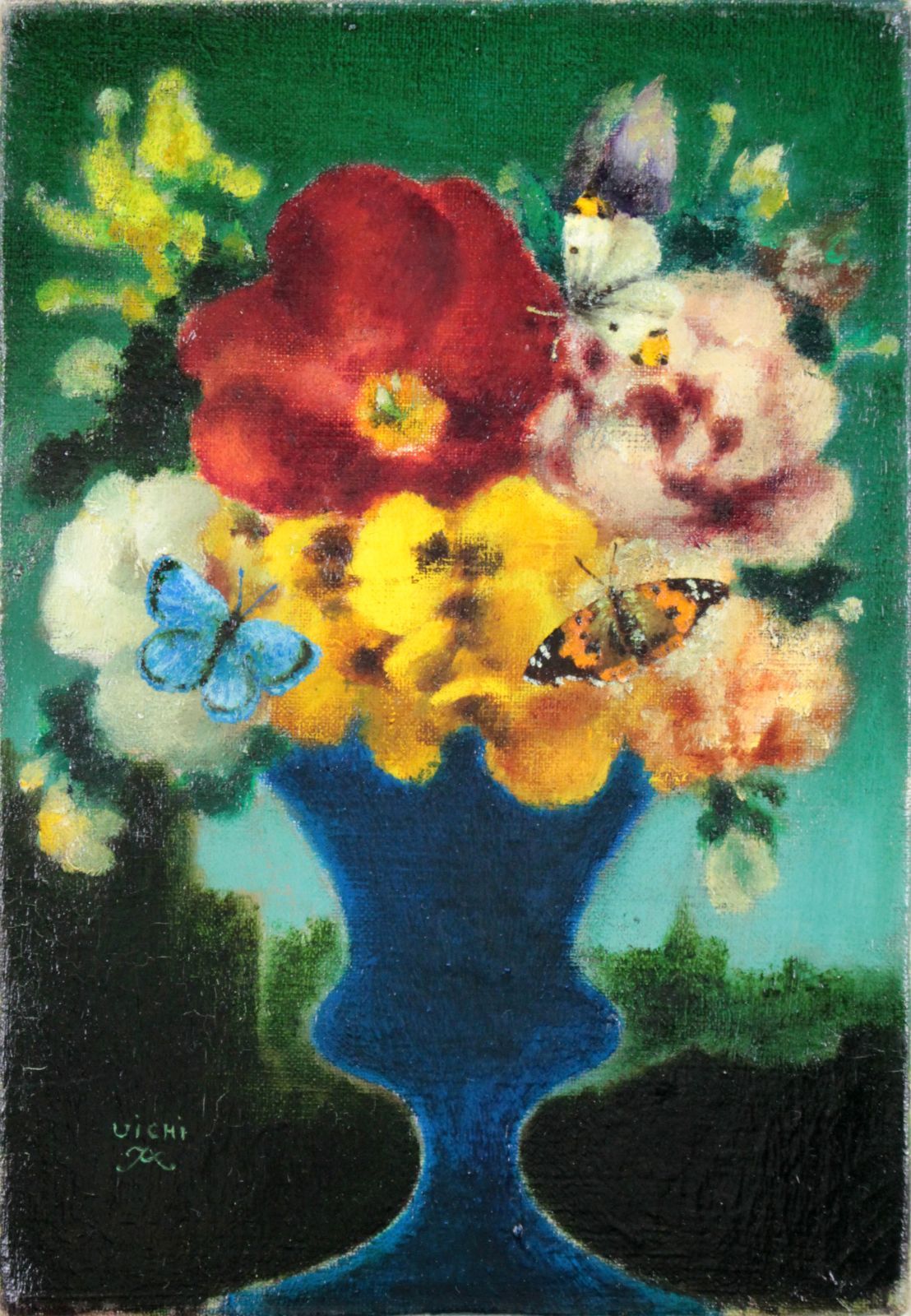 鷹山宇一『花と風景』油彩画【真作保証】 絵画 鷹山宇一『花と風景』油彩画【真作保証】 絵画 - メルカリ