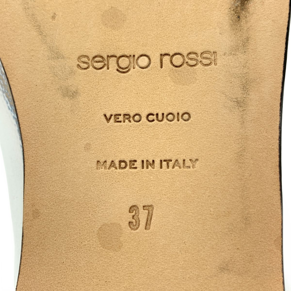 【美品】  sergio rossi / セルジオロッシ | SR1 スクエアトゥ メタルプレート フラットシューズ | 37 | シルバー | レディース Sergio Rossi - 【美品】 sergio rossi / セルジオロッシ | SR1