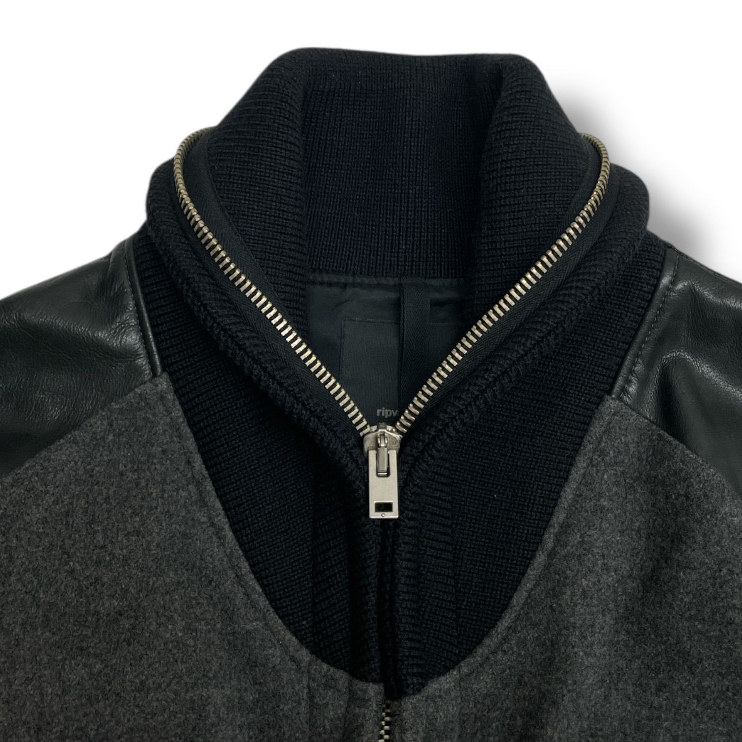 【定価10万円】ripvanwinkle カシミアレザースタジャン 黒 ripvanwinkle リップヴァンウィンクル レザースリーブ カシミヤ