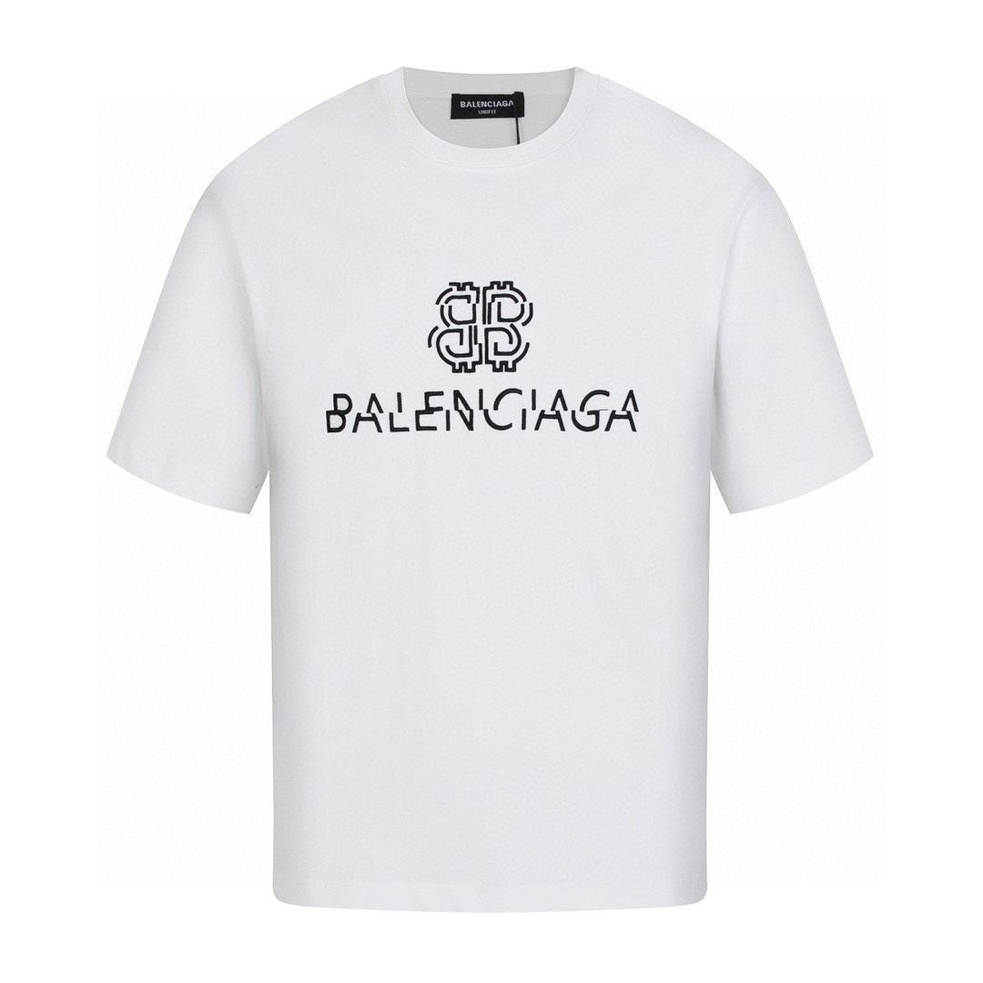 関税送料込 【BALENCIAGA】ロゴ刺しゅう Tシャツ 半袖 今日特価】Balenciaga サマー 2025 オフセットロゴ刺繍 T シャツ