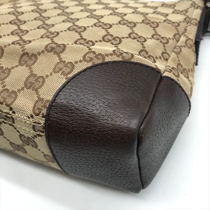 【美品】グッチ ショルダーバッグ GGキャンバス ブラウン系 レザー 斜め掛け 美品 GUCCI グッチ GGキャンバス ショルダー バッグ 斜め掛け レザー
