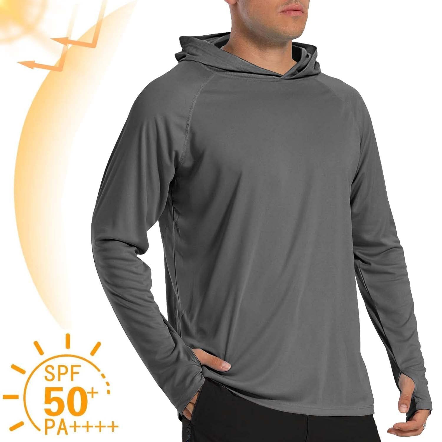TACVASEN ラッシュガード メンズ パーカー UVカット UPF50+ 長袖 tシャツ カジュアル フード付き ロンT ストレッチ トレーナー  無地 指穴付き 春 夏 秋 メルカリShops