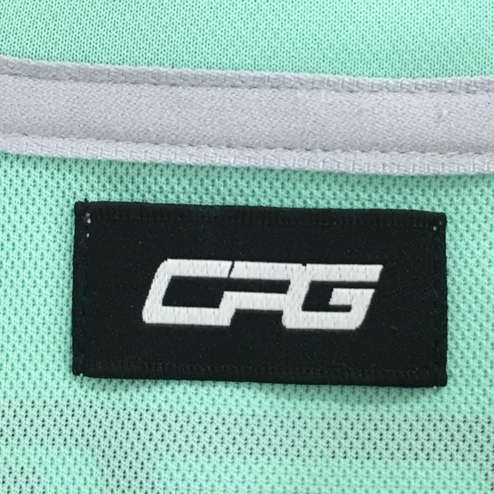 【超美品】CPG 半袖ハイネックシャツ ライトグリーン サイド・ネックロゴ  メンズ 3(L) ゴルフウェア CPG 超美品】CPG 半袖ハイネックシャツ ライトグリーン サイド