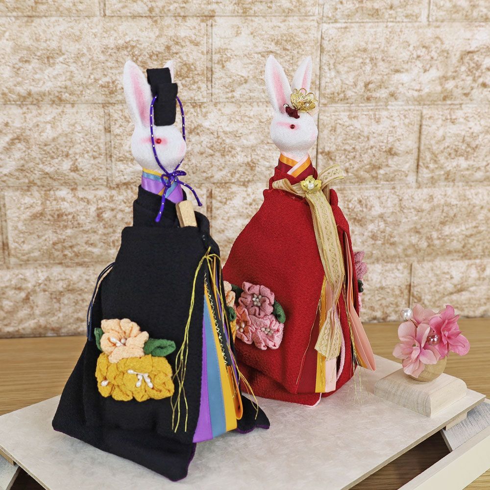 京都 夢み屋 ちりめん うさぎ 雛セット ひな飾り 日本 伝統 兎 女の子