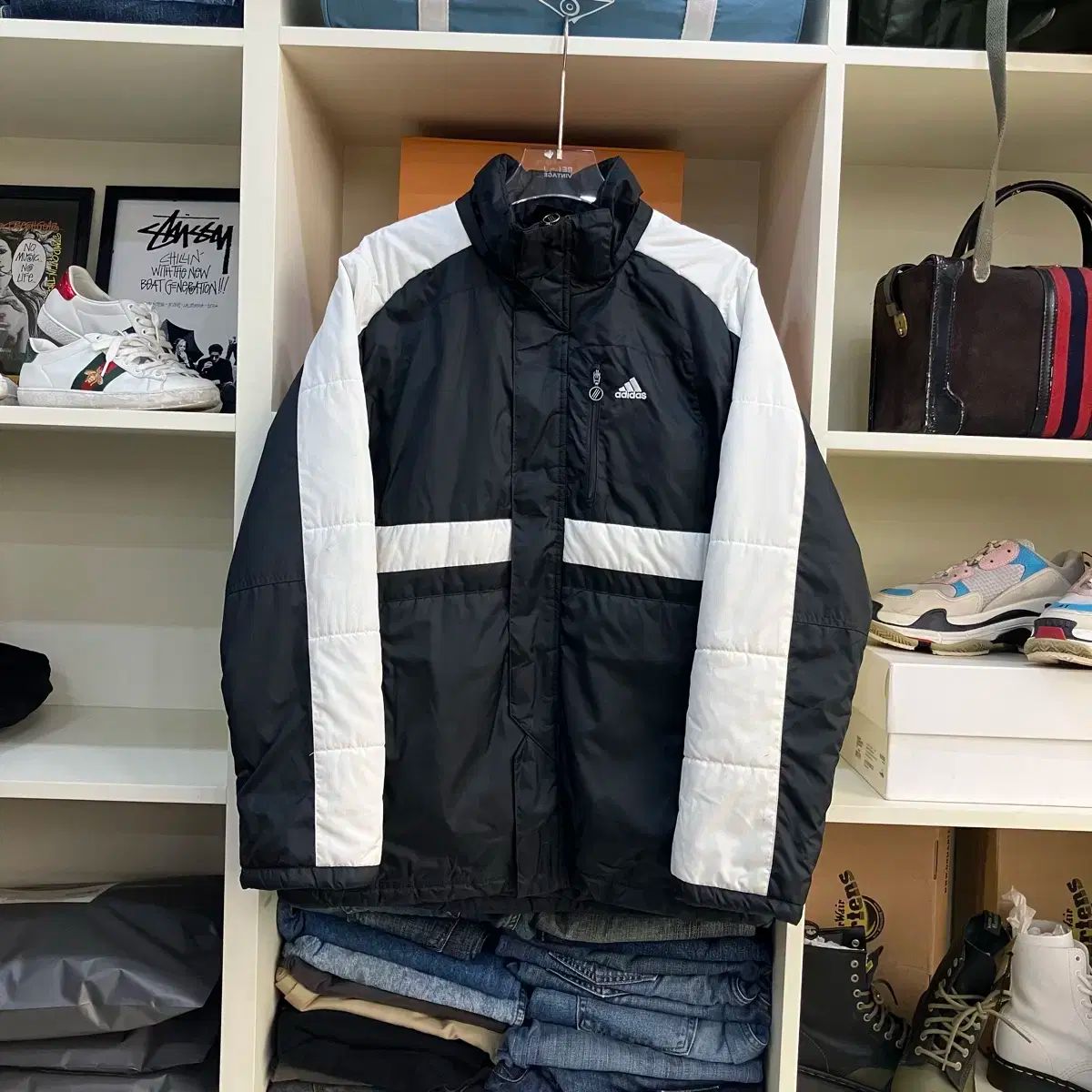 アディダス ブラック 白 ダウン ジャケット L