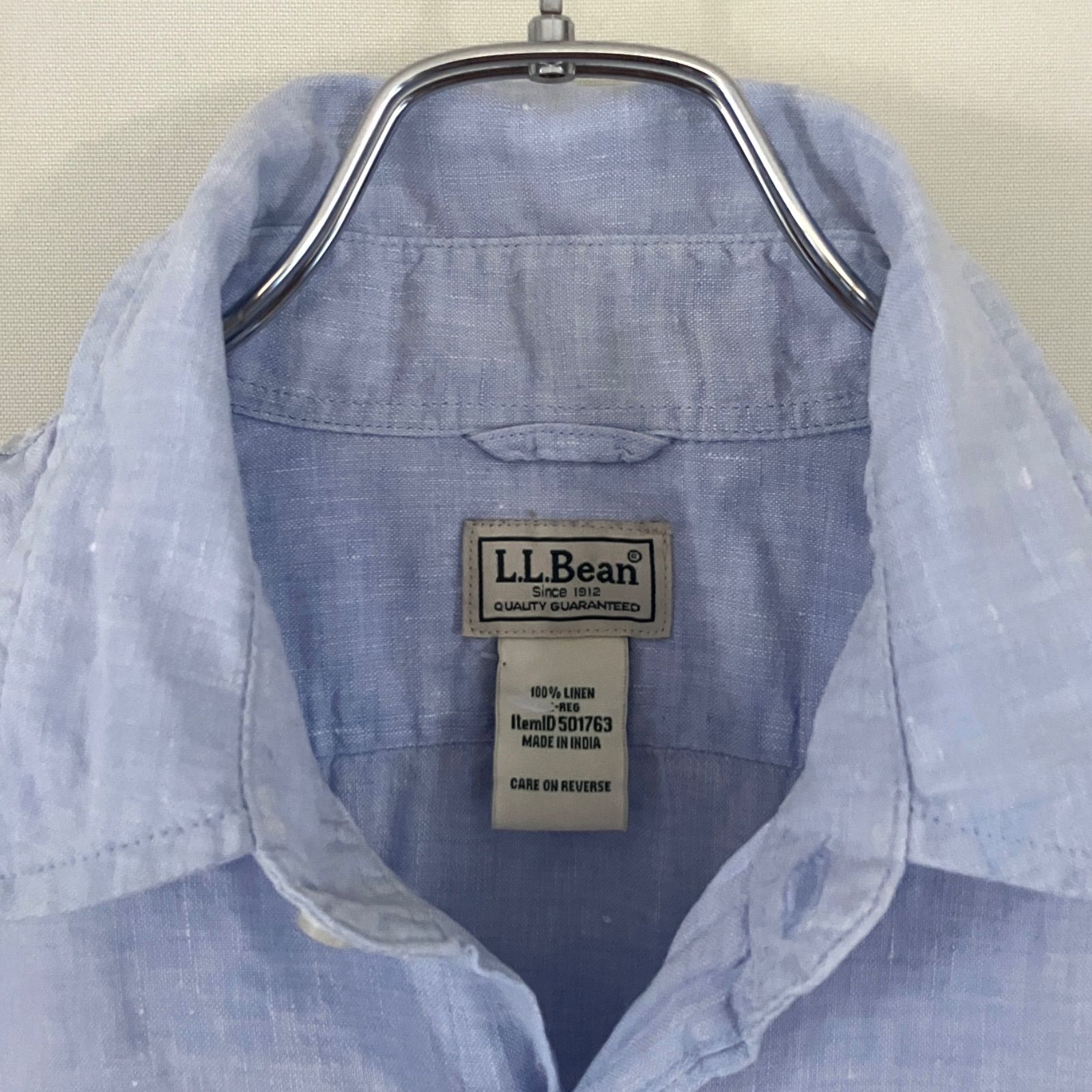 エルエルビーン☆麻半袖シャツ☆リネンシャツ☆LLBean☆サックス