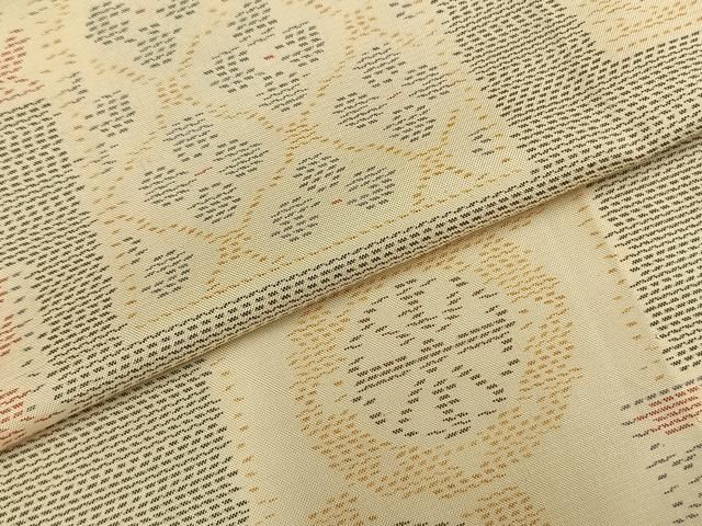 平和屋着物▽本場大島紬　単衣　色紙花文　証紙付き　吉田織物謹製　正絹　逸品　AABC0244fy 平和屋着物▽本場大島紬 単衣 色紙花文 証紙付き 吉田織物謹製