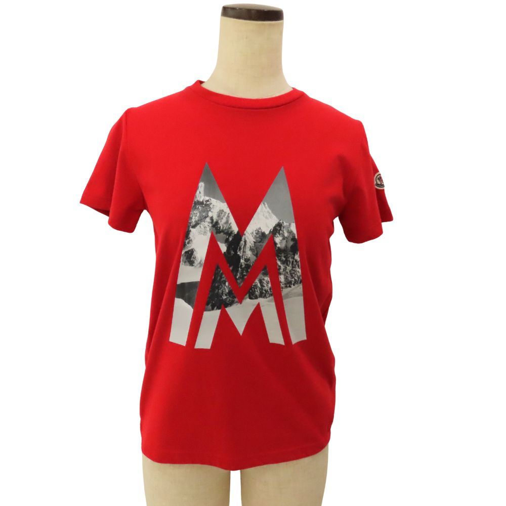 モンクレール MONCLER MAGLIA 半袖Tシャツ レッド サイズ12A 約152cm コットン ロゴプリント ビッグMデザイン メンズ レディース A2300124 無料ギフトラッピング承ります
