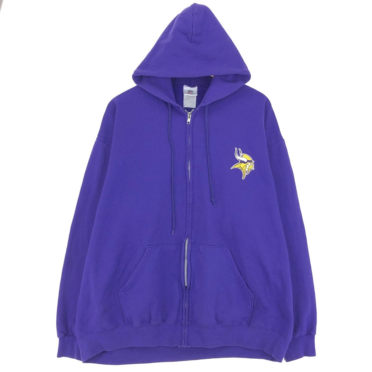 古着 TEAM NFL MINNESOTA VIKINGS ミネソタバイキングス 両面プリント キャラクター スウェットフルジップパーカー メンズXL/eaa433265
