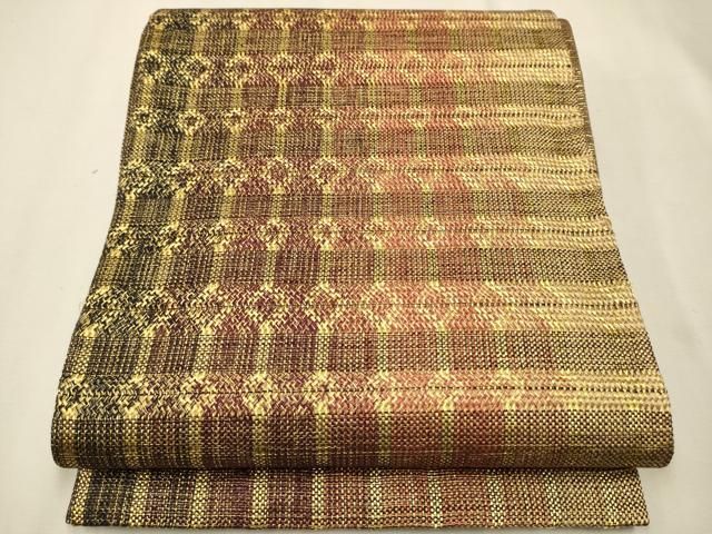 平和屋着物●ひなや工房　くむ・あむ・おる　伊豆蔵明彦　太鼓柄袋帯　横段文　金糸　正絹　逸品　CAAT8071hy 平和屋着物○ひなや工房 くむ・あむ・おる 伊豆蔵明彦 太鼓柄袋帯 横段