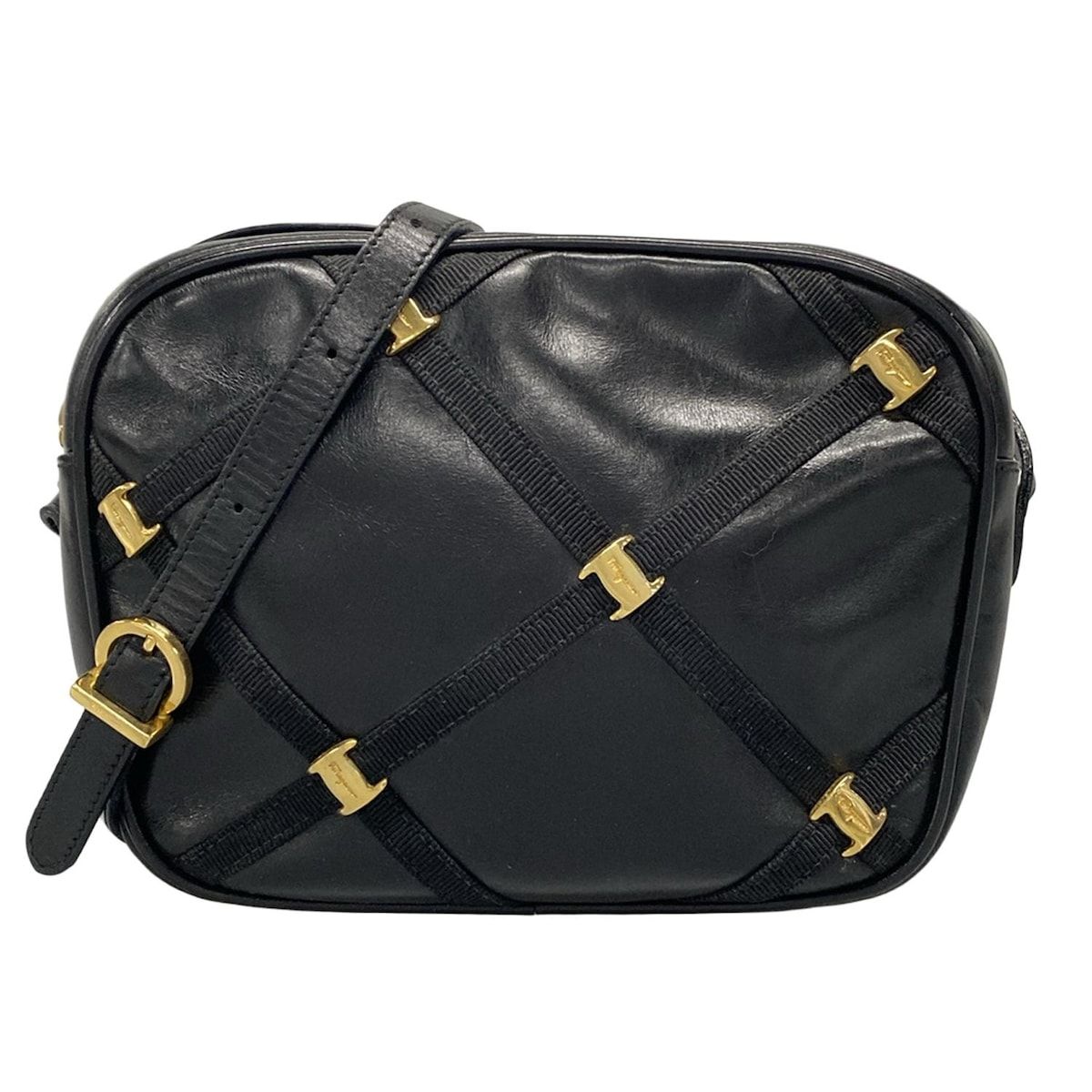 FERRAGAMO|SalvatoreFerragamo サルバトーレフェラガモ ショルダーバッグ - BA210556 黒 レザー