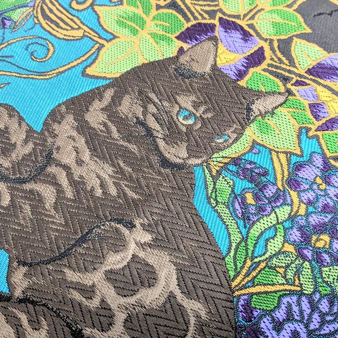 染 袋帯 ネコ 正絹 やまと はじくガード 軽量 染 袋帯 ネコ 正絹 やまと はじくガード 軽量 猫のシルエット 袋帯