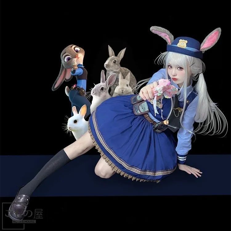 Judy Hopps COS服】ウサギ警官 コスプレ衣装 連衣裙セット 10点セット